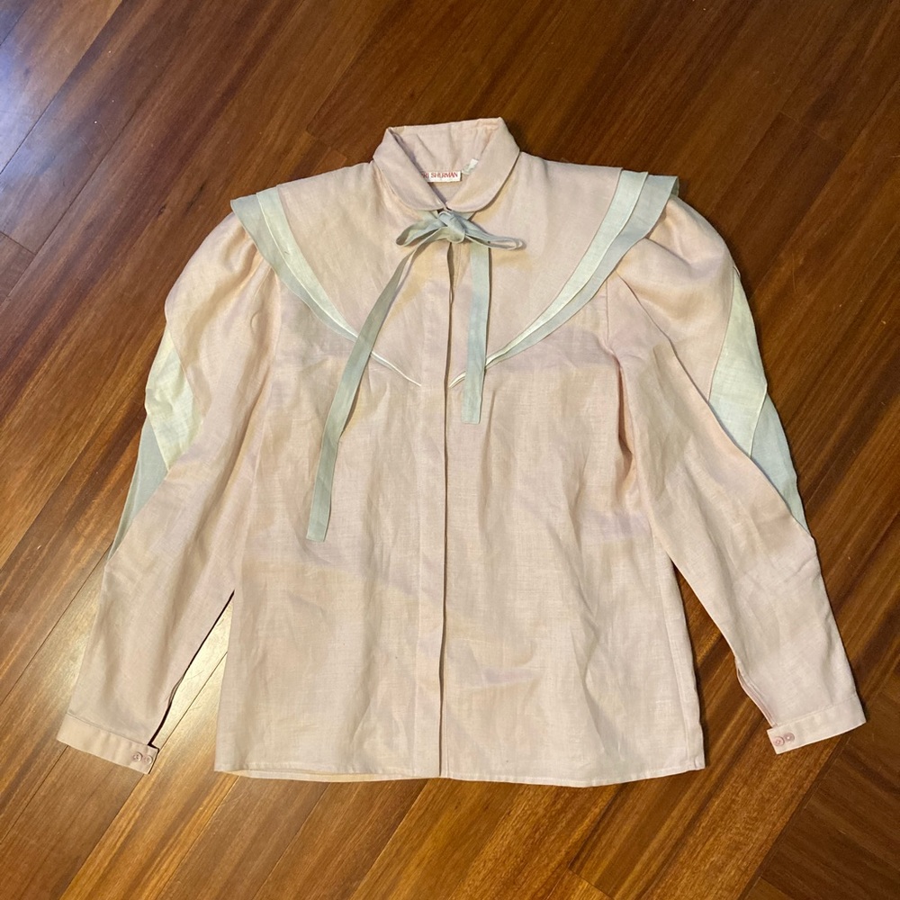 Jerri Sherman Linen Pastel Layered Button Down